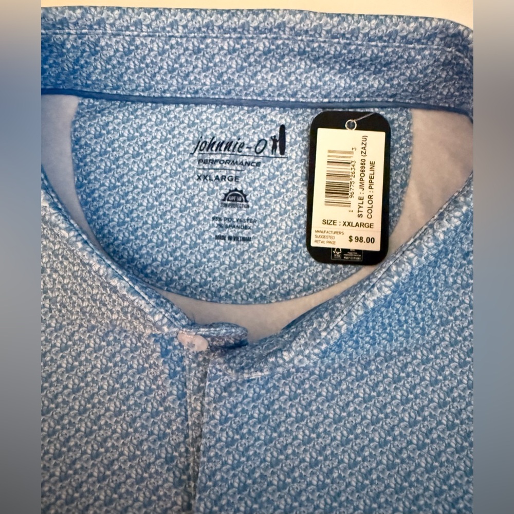 johnnie-O Blue Patterned Polo Shirt